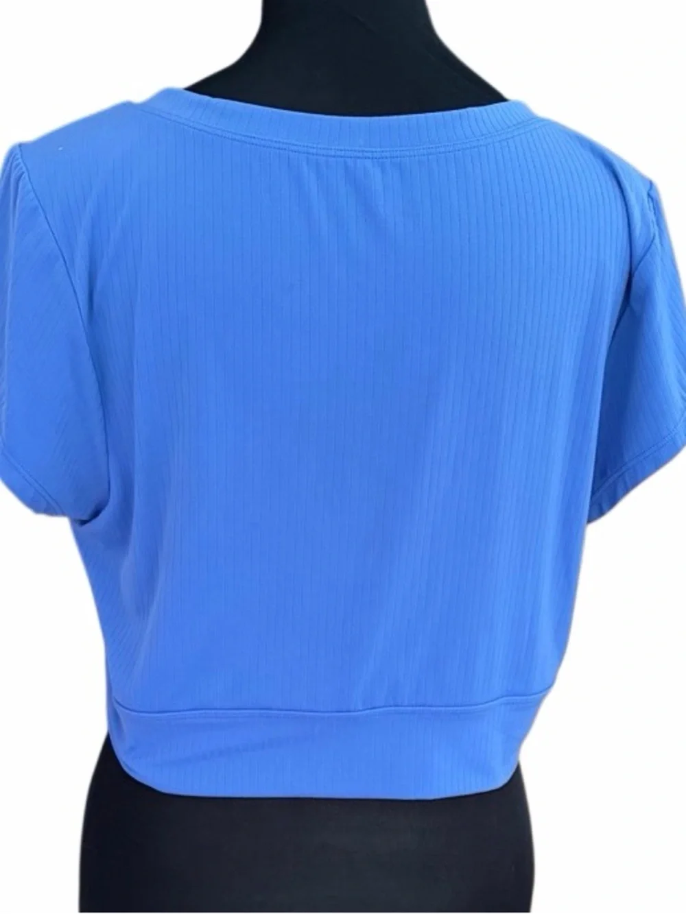 aerie Ribbed Henley Crop Top in Periwinkle Blue size L.